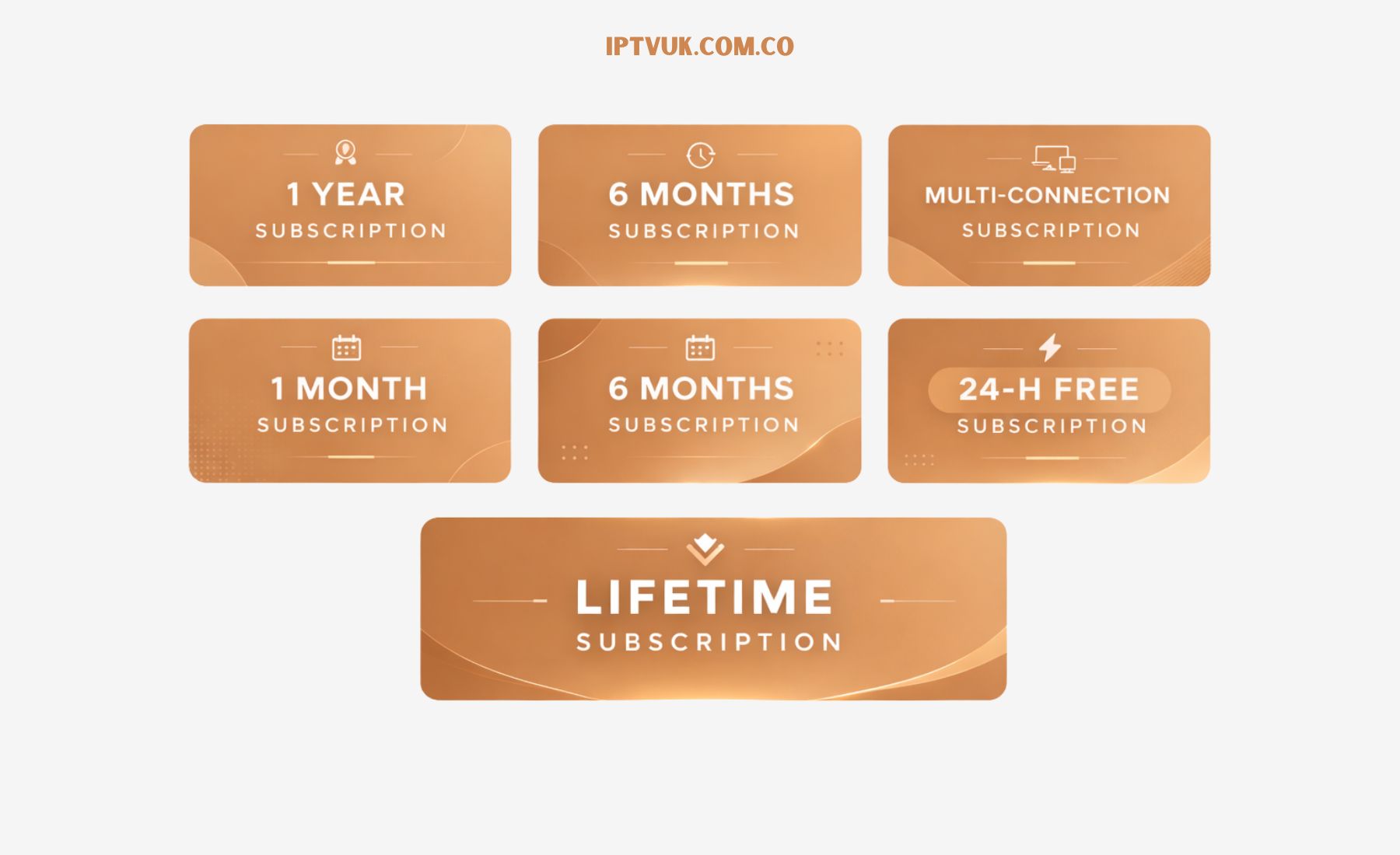 IPTV subscription plans comparison showing monthly, quarterly, and annual pricing options with features